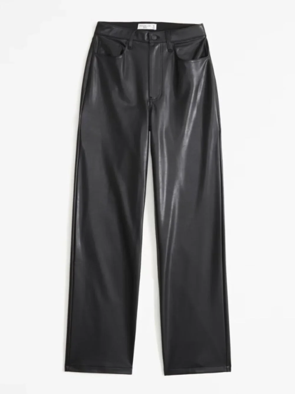 Abercrombie & Fitch Black Faux Leather 90s Straight Leg High Rise Pants Size 2XS